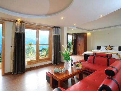 Family with mountain view